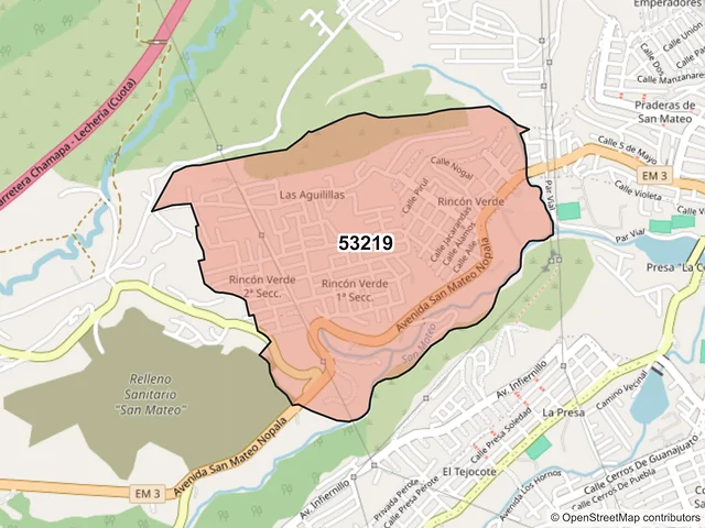 Mapa del código postal 53219, Naucalpan de Juárez, México