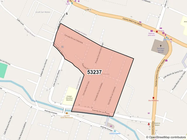 Mapa del código postal 53237, Naucalpan de Juárez, México