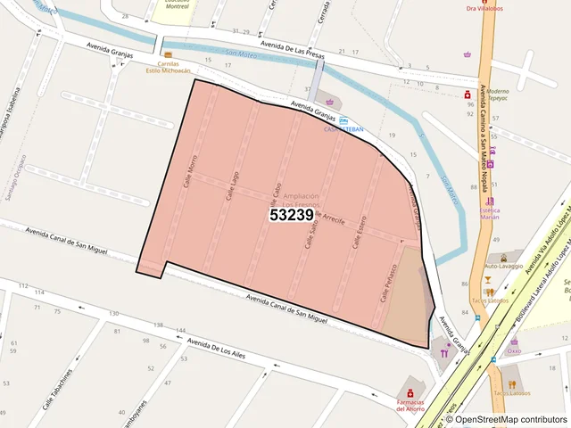 Mapa del código postal 53239, Naucalpan de Juárez, México