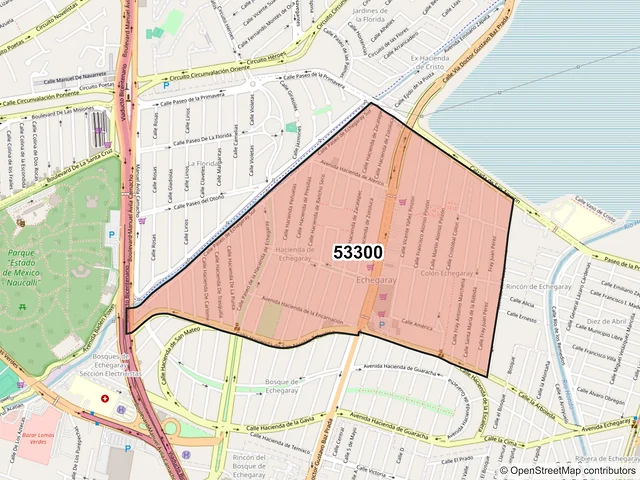 Mapa del código postal 53300, Naucalpan de Juárez, México