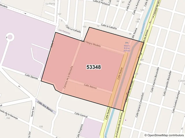 Mapa del código postal 53348, Naucalpan de Juárez, México