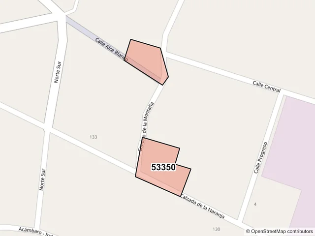 Mapa del código postal 53350, Naucalpan de Juárez, México