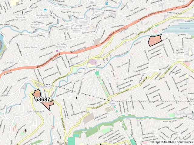 Mapa del código postal 53687, Naucalpan de Juárez, México