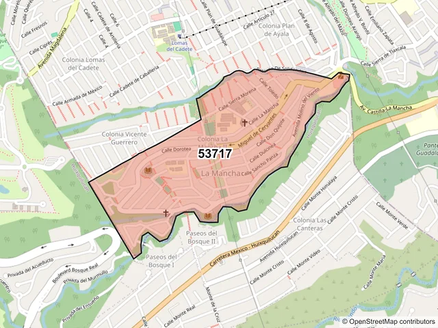 Mapa del código postal 53717, Naucalpan de Juárez, México