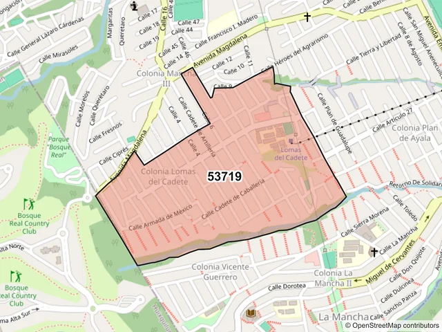 Mapa del código postal 53719, Naucalpan de Juárez, México