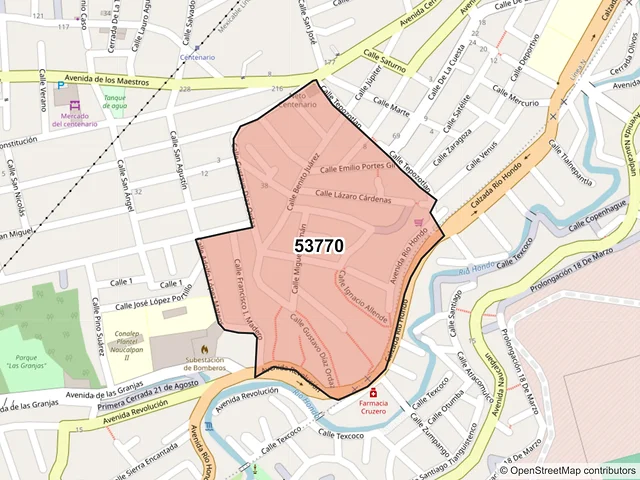 Mapa del código postal 53770, Naucalpan de Juárez, México