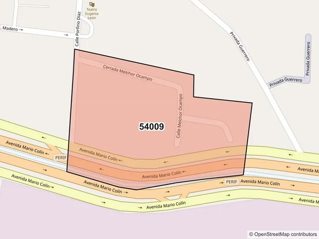 Mapa del código postal 54009, Tlalnepantla de Baz, México