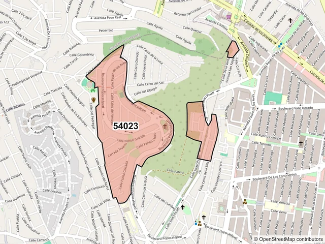 Mapa del código postal 54023, Tlalnepantla de Baz, México