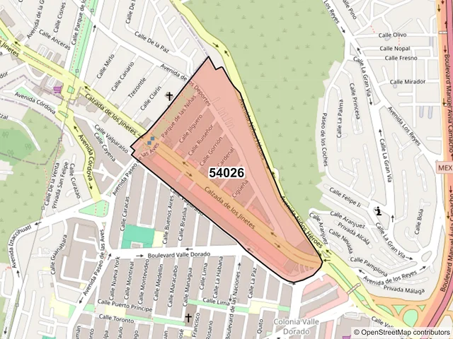 Mapa del código postal 54026, Tlalnepantla de Baz, México