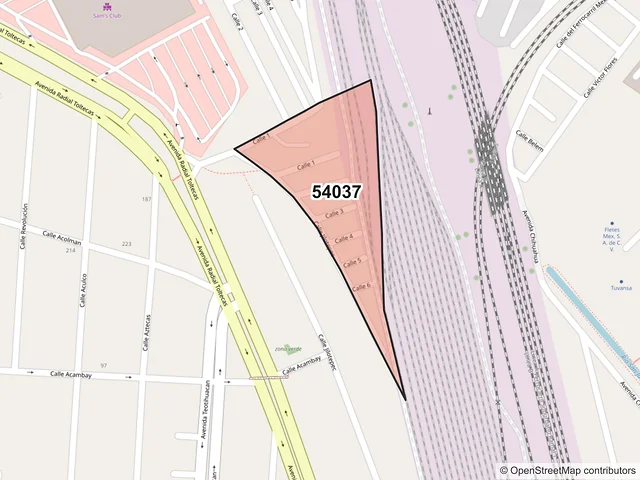 Mapa del código postal 54037, Tlalnepantla de Baz, México