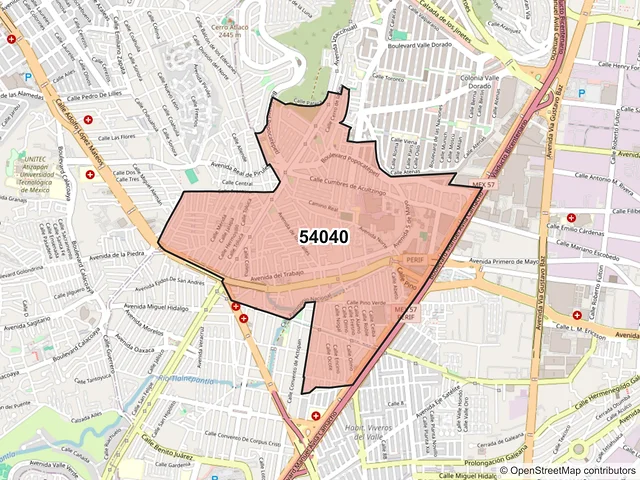 Mapa del código postal 54040, Tlalnepantla de Baz, México