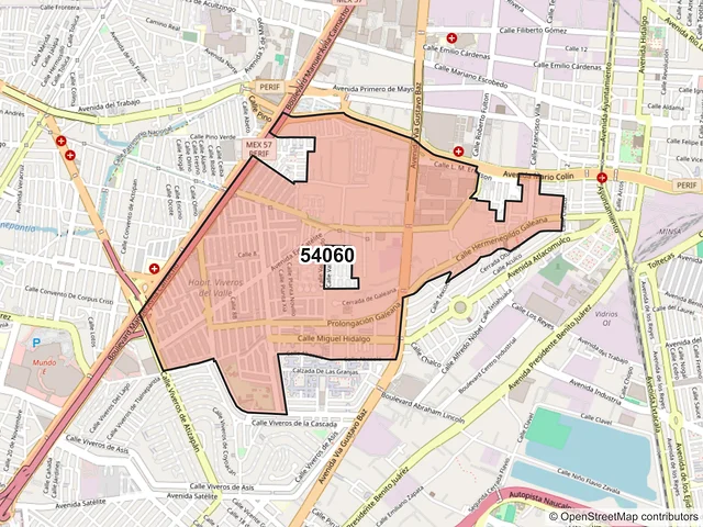 Mapa del código postal 54060, Tlalnepantla de Baz, México
