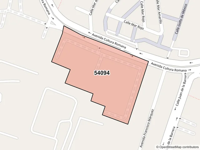 Mapa del código postal 54094, Tlalnepantla de Baz, México