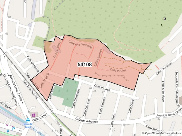 Mapa del código postal 54108, Tlalnepantla de Baz, México