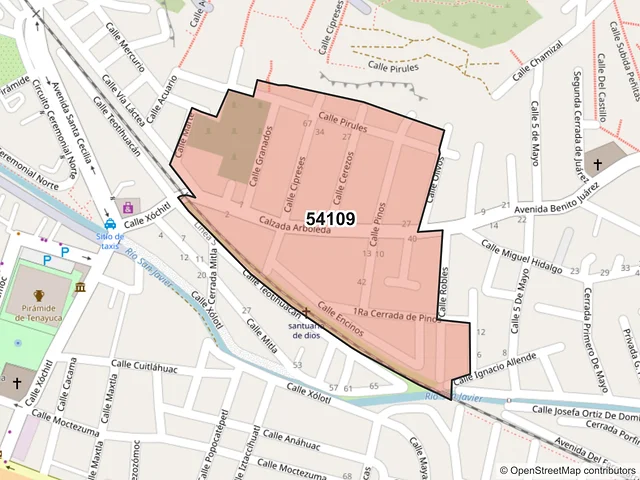 Mapa del código postal 54109, Tlalnepantla de Baz, México