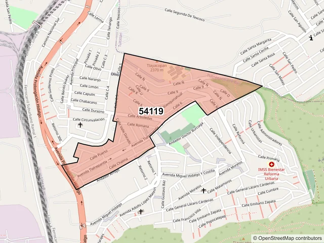 Mapa del código postal 54119, Tlalnepantla de Baz, México
