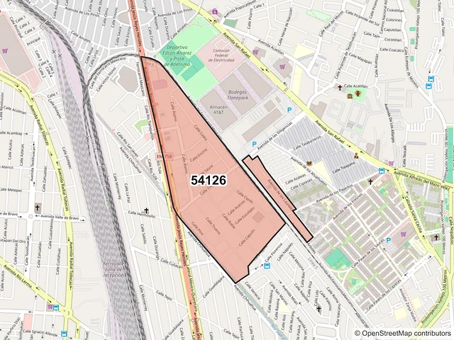 Mapa del código postal 54126, Tlalnepantla de Baz, México
