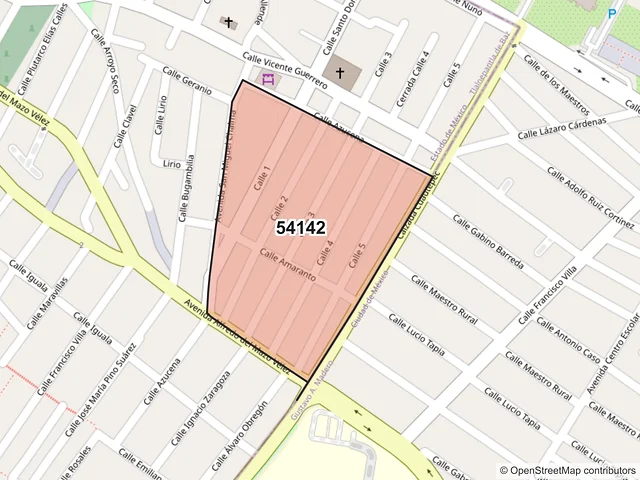 Mapa del código postal 54142, Tlalnepantla de Baz, México