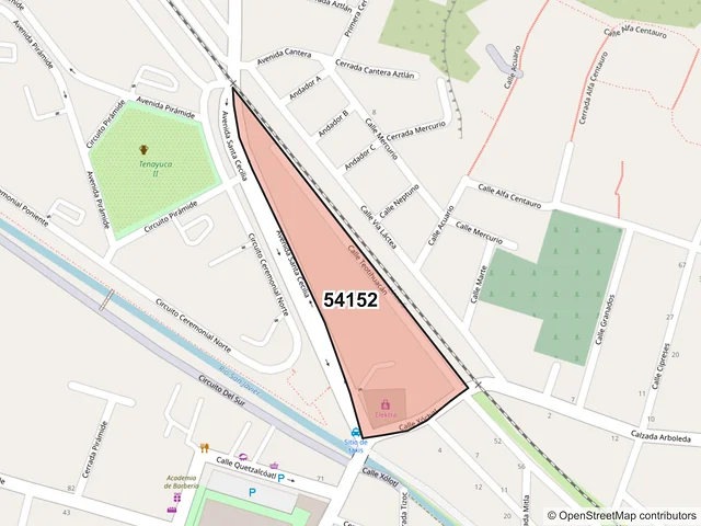 Mapa del código postal 54152, Tlalnepantla de Baz, México