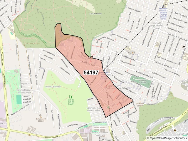 Mapa del código postal 54197, Tlalnepantla de Baz, México