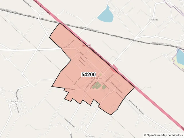 Mapa del código postal 54200, Polotitlán, México