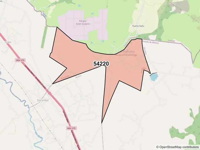Mapa del código postal 54220, Polotitlán, México