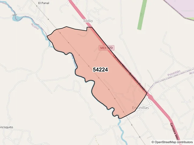 Mapa del código postal 54224, Polotitlán, México