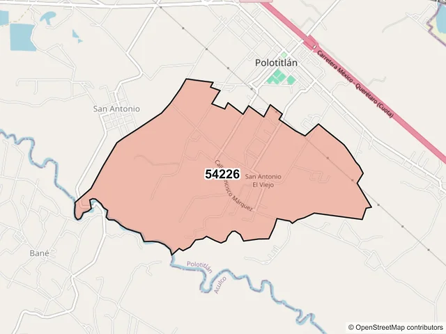 Mapa del código postal 54226, Polotitlán, México