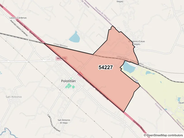 Mapa del código postal 54227, Polotitlán, México