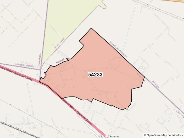 Mapa del código postal 54233, Polotitlán, México