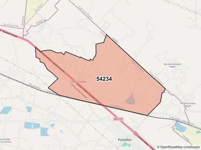 Mapa del código postal 54234, Polotitlán, México