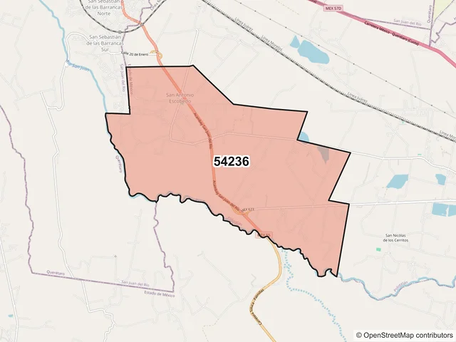 Mapa del código postal 54236, Polotitlán, México