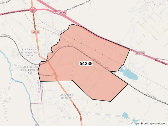 Mapa del código postal 54239, Polotitlán, México
