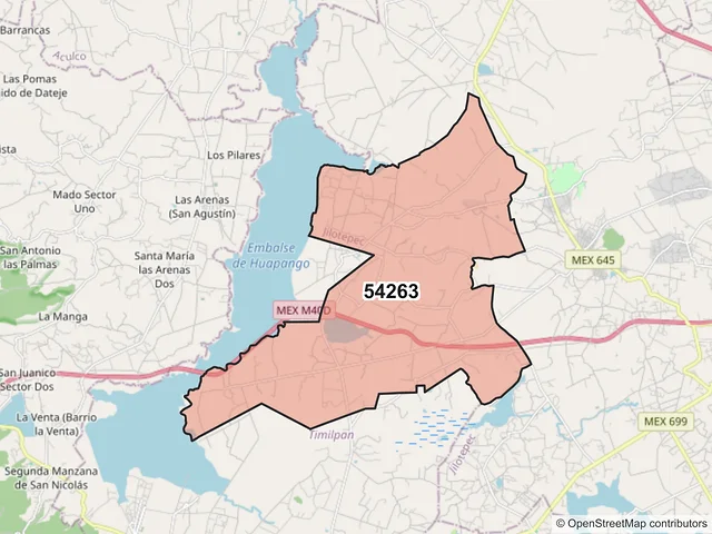 Mapa del código postal 54263, Jilotepec, México