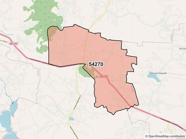 Mapa del código postal 54270, Jilotepec, México