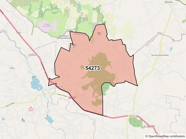 Mapa del código postal 54273, Jilotepec, México