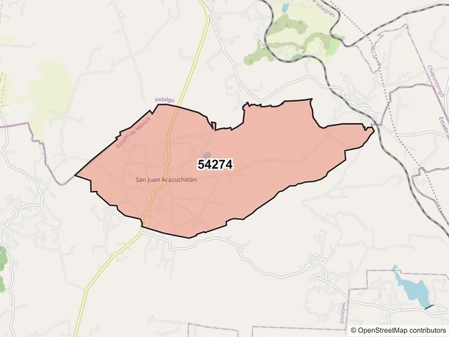 Mapa del código postal 54274, Jilotepec, México