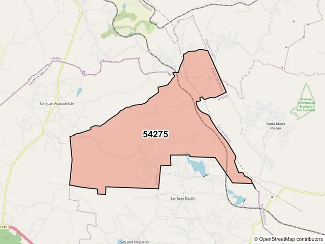 Mapa del código postal 54275, Jilotepec, México