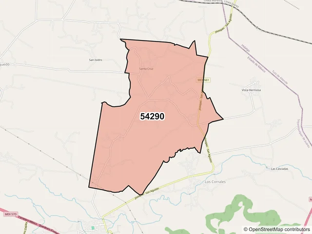Mapa del código postal 54290, Soyaniquilpan de Juárez, México
