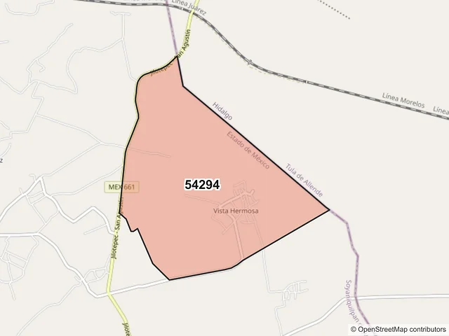 Mapa del código postal 54294, Soyaniquilpan de Juárez, México