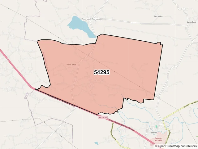 Mapa del código postal 54295, Soyaniquilpan de Juárez, México