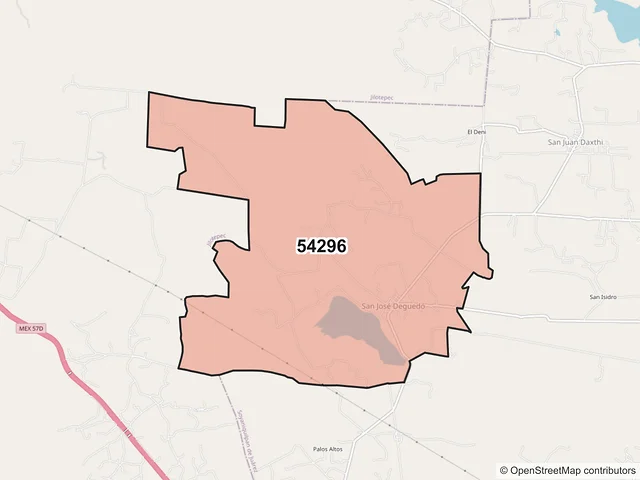 Mapa del código postal 54296, Soyaniquilpan de Juárez, México