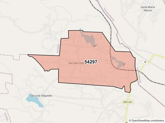 Mapa del código postal 54297, Soyaniquilpan de Juárez, México