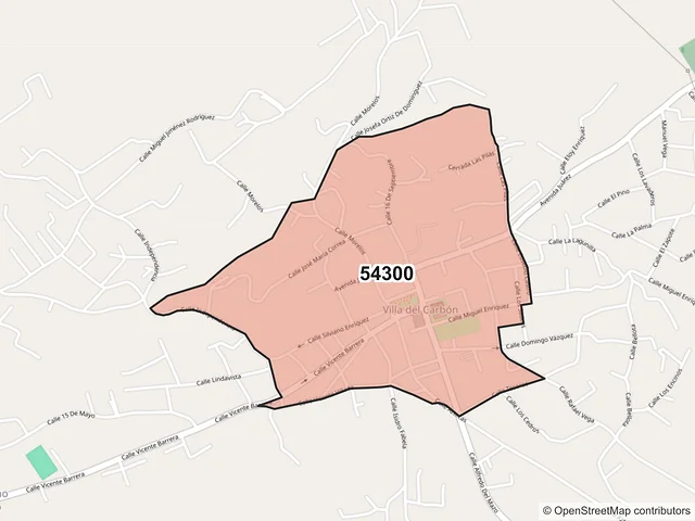 Mapa del código postal 54300, Villa del Carbón, México