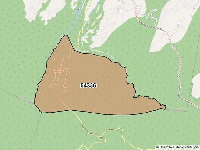 Mapa del código postal 54336, Villa del Carbón, México
