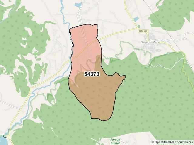 Mapa del código postal 54373, Chapa de Mota, México