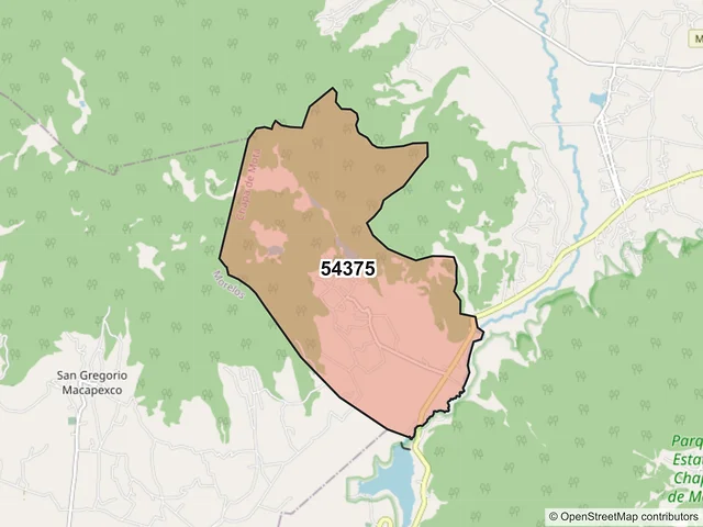 Mapa del código postal 54375, Chapa de Mota, México