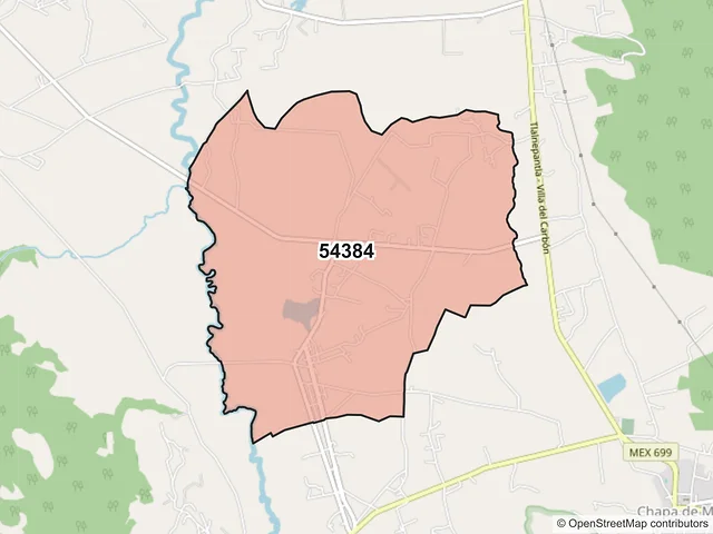 Mapa del código postal 54384, Chapa de Mota, México