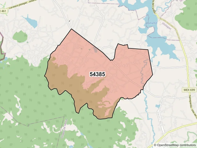 Mapa del código postal 54385, Chapa de Mota, México