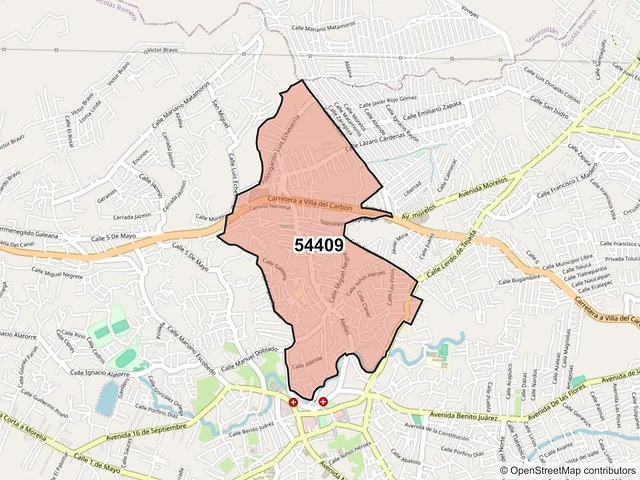 Mapa del código postal 54409, Nicolás Romero, México